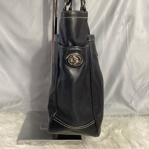 Coach Leather Soho Pleated Gallery Lg Black Tote Bag F14673 Shoulder - Picture 3 of 12